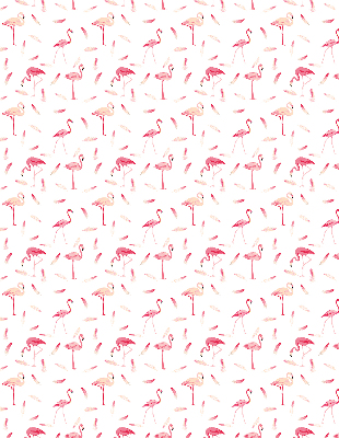 Stor geam interior cu motivul Flamingo și penele lor