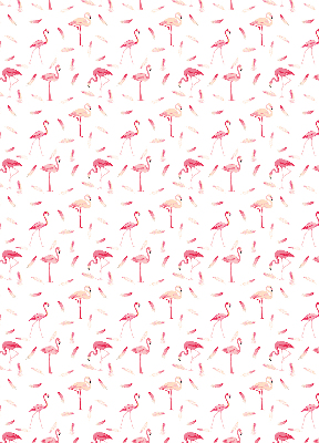 Stor geam interior cu motivul Flamingo și penele lor