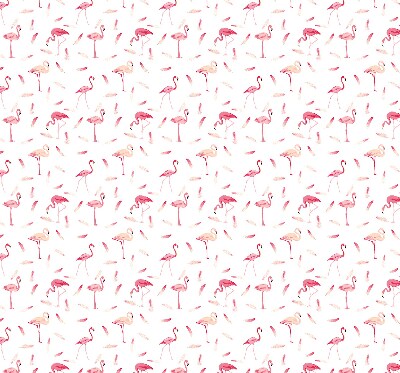 Stor geam interior cu motivul Flamingo și penele lor