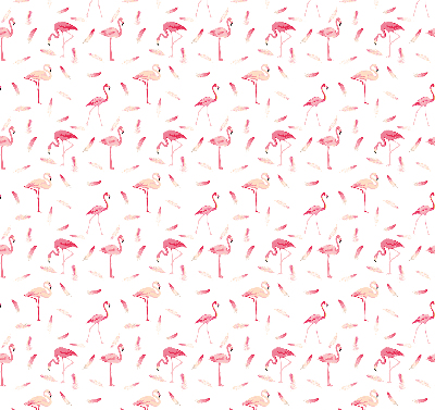 Stor geam interior cu motivul Flamingo și penele lor