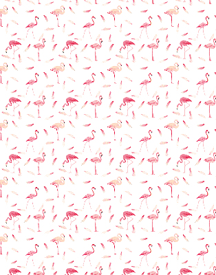 Stor geam interior cu motivul Flamingo și penele lor