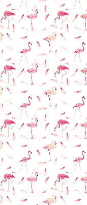 Stor geam interior cu motivul Flamingo și penele lor