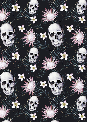 Stor geam interior cranii printre flori