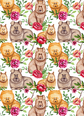 Stor pentru geam cu câini printre flori