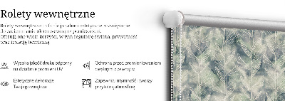 Jaluzele tip roleta cu schița unei plante pe un fundal colorat