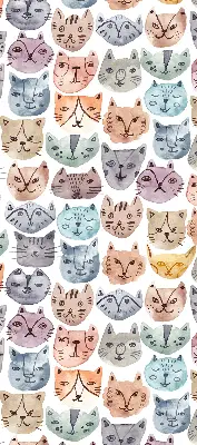 Stor geam interior cu fețe colorate de pisică