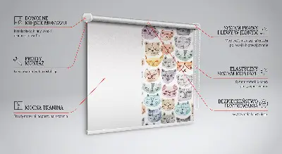 Stor geam interior cu fețe colorate de pisică