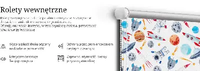 Stor pentru geam cu model cu rachete, cosmonauți, planete și OZN-uri