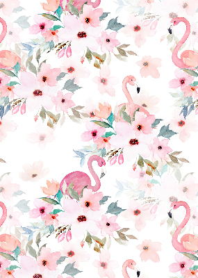Stor geam interior flamingo printre flori