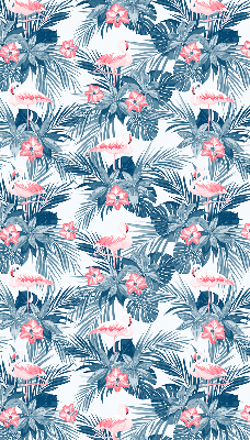Jaluzele tip roleta cu plante tropicale și flamingi