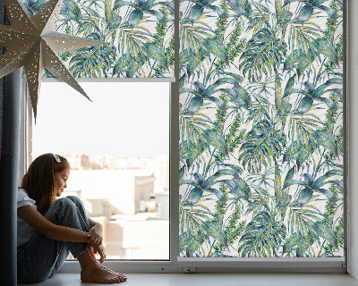 Stor geam interior cu model Frunze tropicale