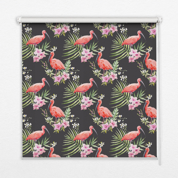 Jaluzele tip roletă cu flamingo pe plante