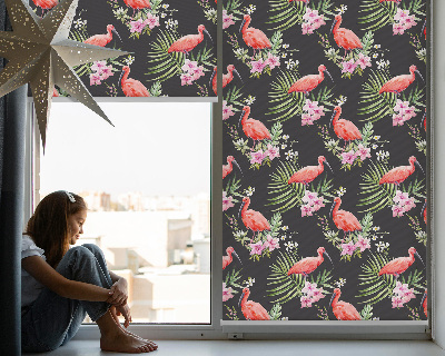 Jaluzele tip roletă cu flamingo pe plante