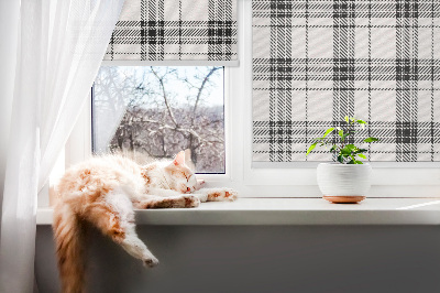 Stor pentru geam în model tartan gri