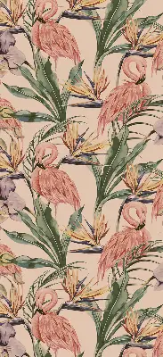 Stor pentru geam cu motiv Flamingo și flori
