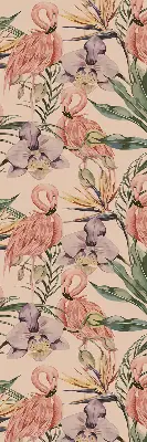 Stor pentru geam cu motiv Flamingo și flori
