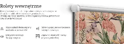 Stor pentru geam cu motiv Flamingo și flori