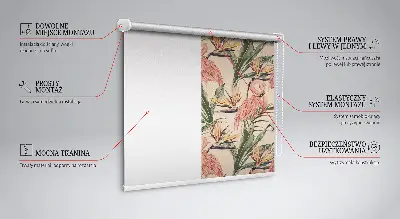 Stor pentru geam cu motiv Flamingo și flori