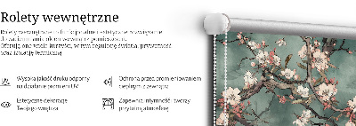 Stor geam interior cu model cu flori pe copac