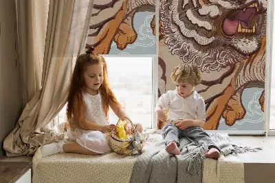 Stor geam interior în model Tigru în flori