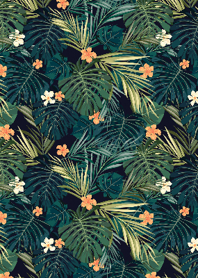 Roleta opaca cu frunze și flori tropicale