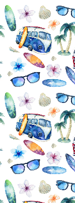 Perdea roleta cu mașini și palmieri din Hawaii
