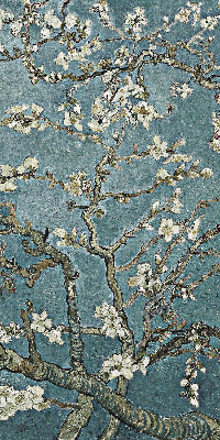 Roleta blackout cu crenguțe pe fundal albastru