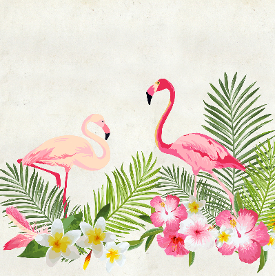 Perdea roleta cu model Flamingo lângă frunze