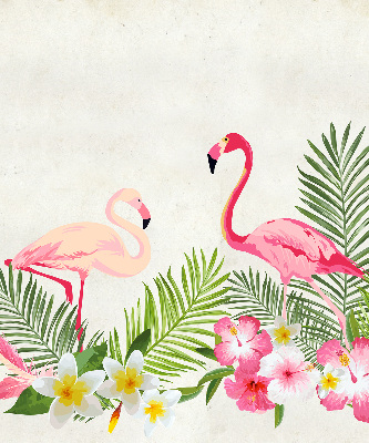 Perdea roleta cu model Flamingo lângă frunze
