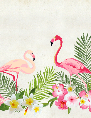 Perdea roleta cu model Flamingo lângă frunze