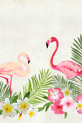 Perdea roleta cu model Flamingo lângă frunze