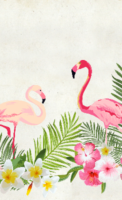 Perdea roleta cu model Flamingo lângă frunze