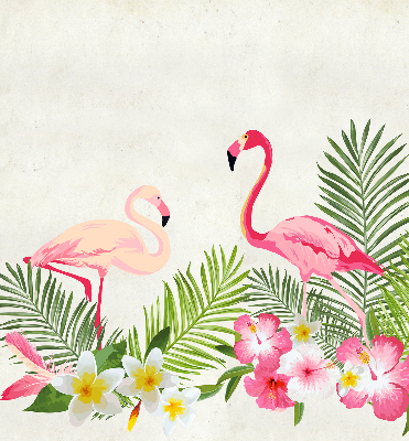 Perdea roleta cu model Flamingo lângă frunze