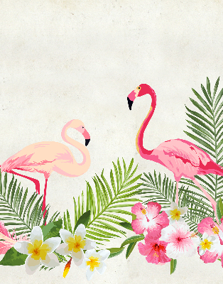 Perdea roleta cu model Flamingo lângă frunze
