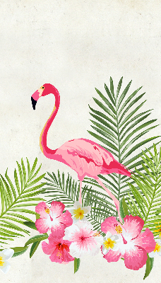 Perdea roleta cu model Flamingo lângă frunze