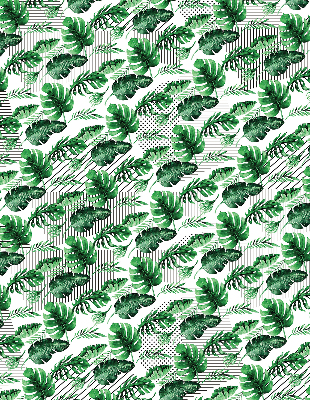 Perdea roleta cu model de frunze tropicale