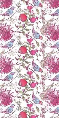 Roletă opacă cu păsări colorate printre flori