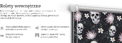 Roletă opacă cu imprimeu de cranii printre flori