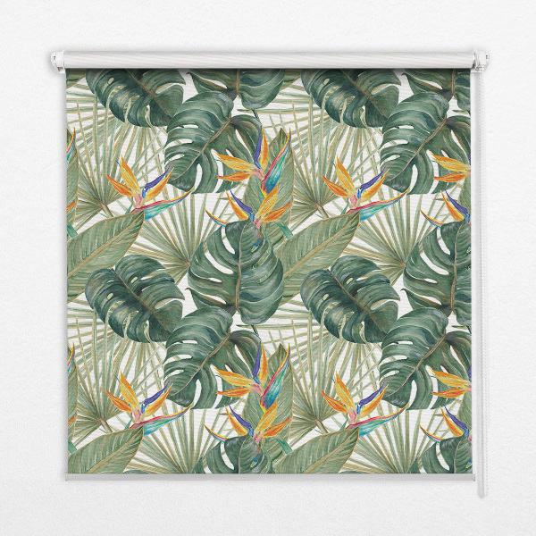 Roletă blackout cu model tropical de plante