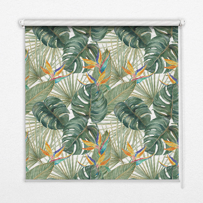 Roletă blackout cu model tropical de plante