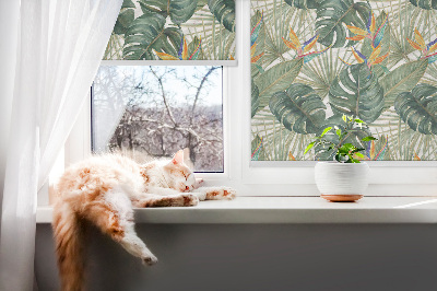 Roletă blackout cu model tropical de plante