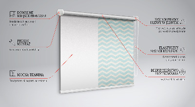 Perdea roleta cu model zigzag albastru