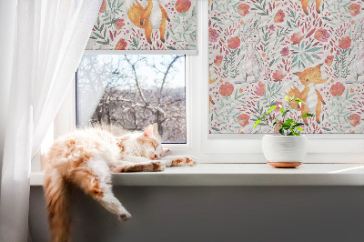 Perdea roleta cu model animale și plante