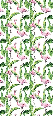 Perdea roleta cu model flamingo lângă frunze