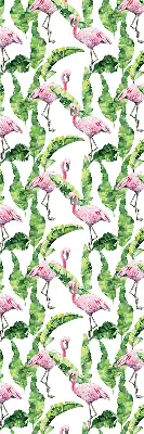 Perdea roleta cu model flamingo lângă frunze
