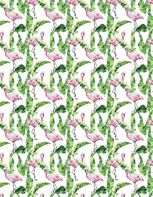 Perdea roleta cu model flamingo lângă frunze