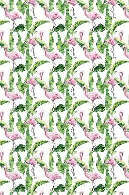Perdea roleta cu model flamingo lângă frunze