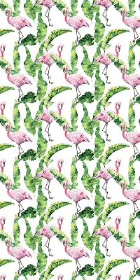 Perdea roleta cu model flamingo lângă frunze