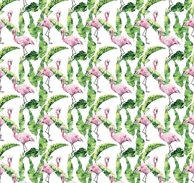 Perdea roleta cu model flamingo lângă frunze