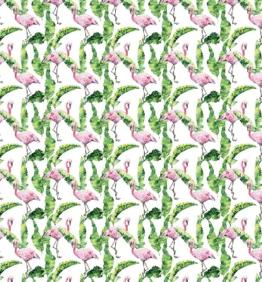 Perdea roleta cu model flamingo lângă frunze